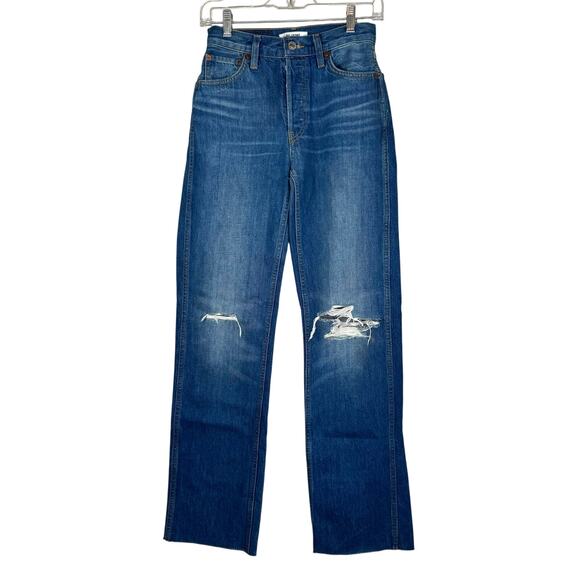 RE/DONE 90s High Rise Loose Straight Leg Distressed Jeans 24 - Picture 13 of 13